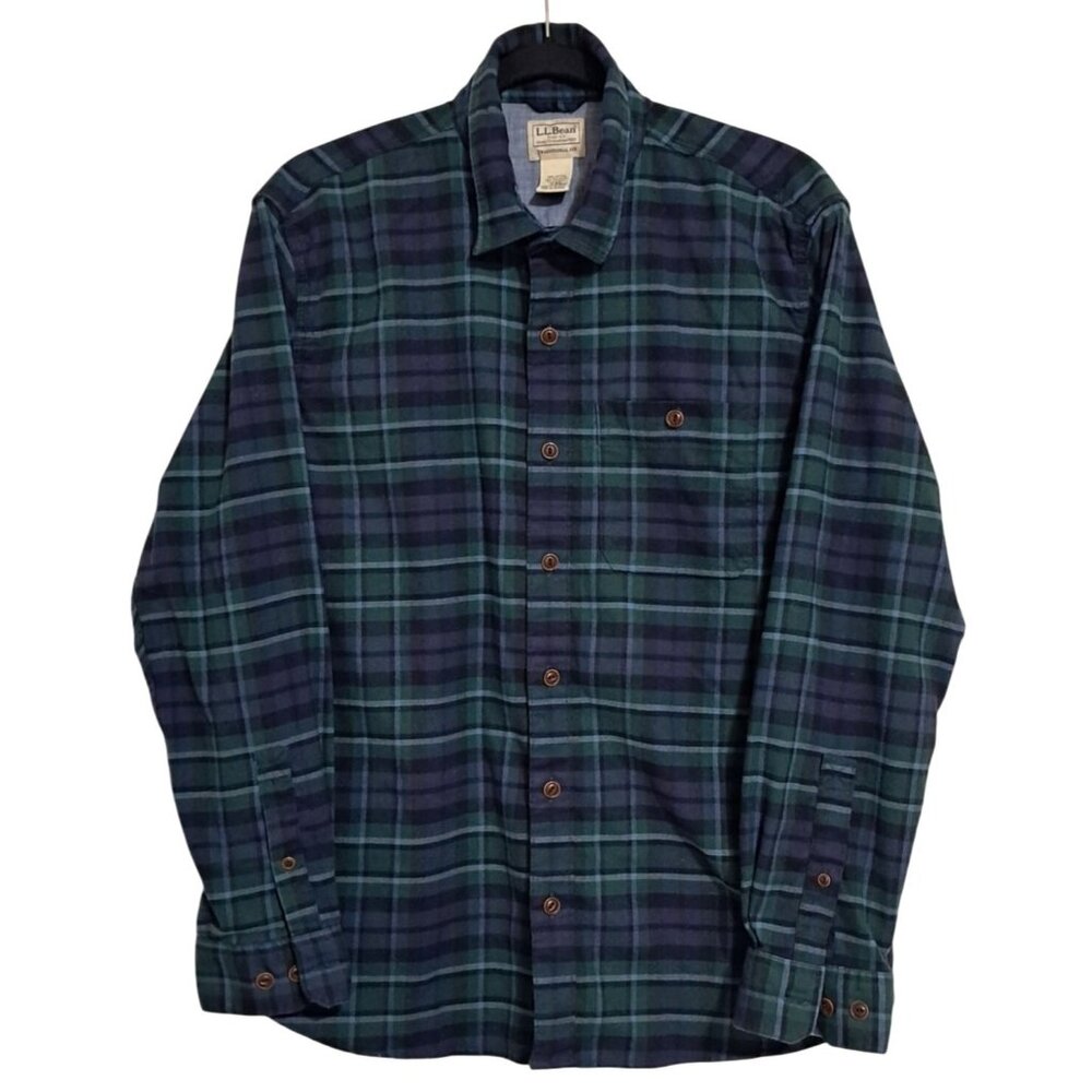 L.L.Bean Plaid Flannel Sirt Mens M Traditional Fit Lightweight Gorpcore Outdoors